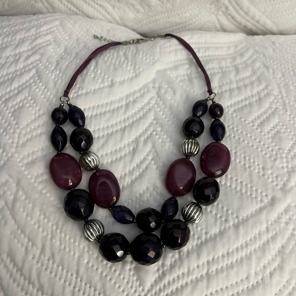 Necklace purple and silver